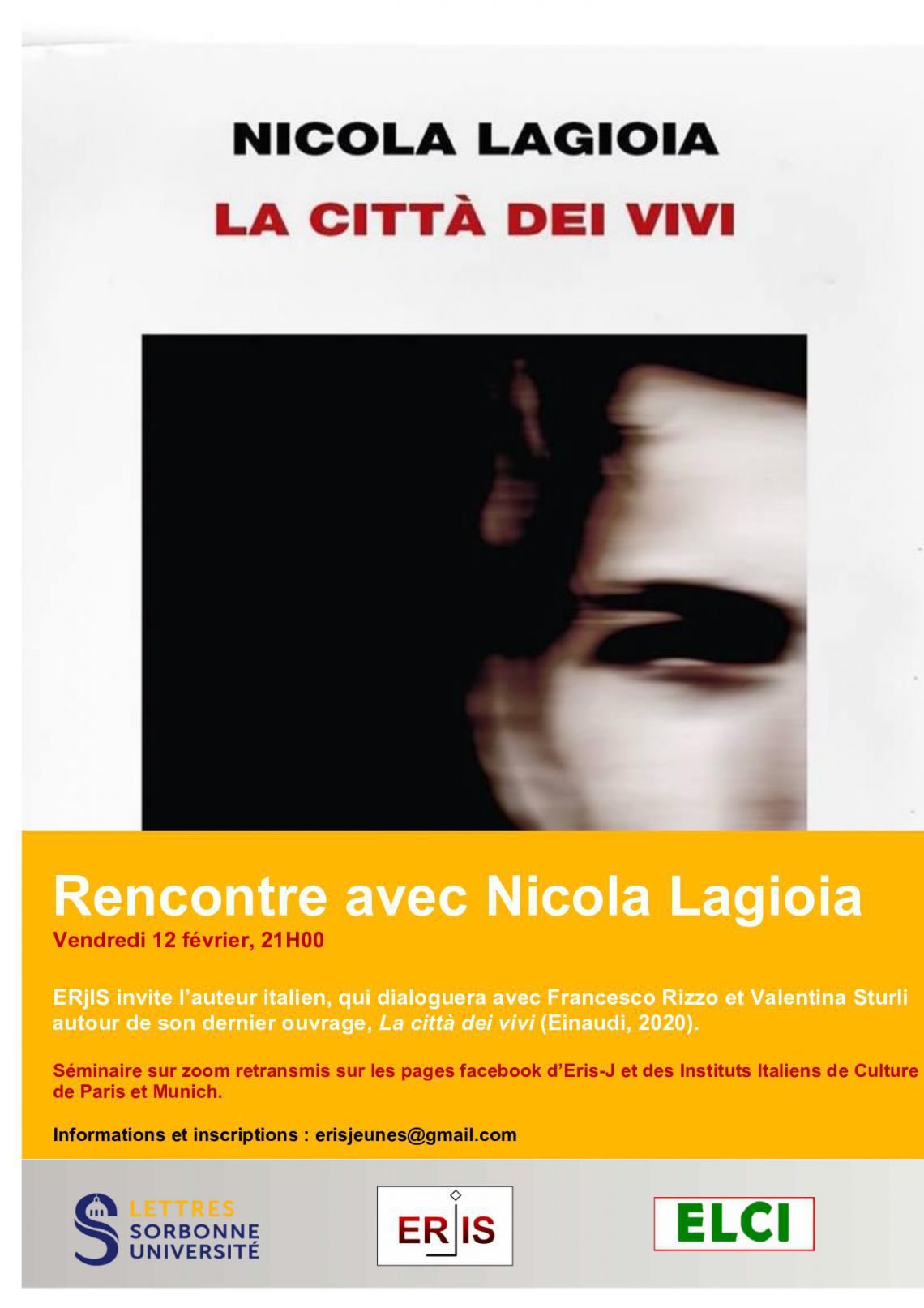 La città dei vivi”, incontro online con Nicola Lagioia – Ministero