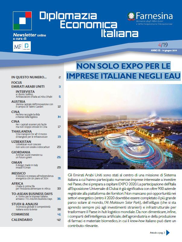 MF Dow Jones News – DG Promozione Sistema Paese numero 4 – 2019-Non solo EXPO per le imprese italiane negli EAU