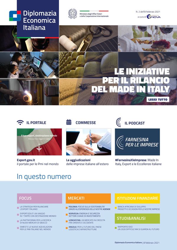 Agenzia Nova – DG Promozione Sistema Paese numero 2 – 2021-Le iniziative per il rilancio del Made in Italy