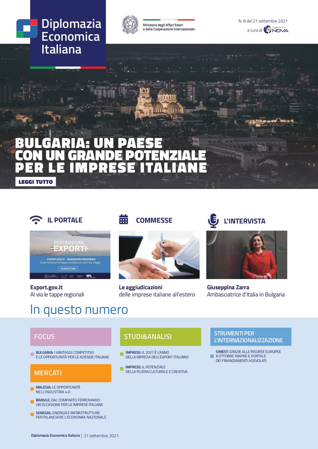 Agenzia Nova – DG Promozione Sistema Paese numero 8 – 2021