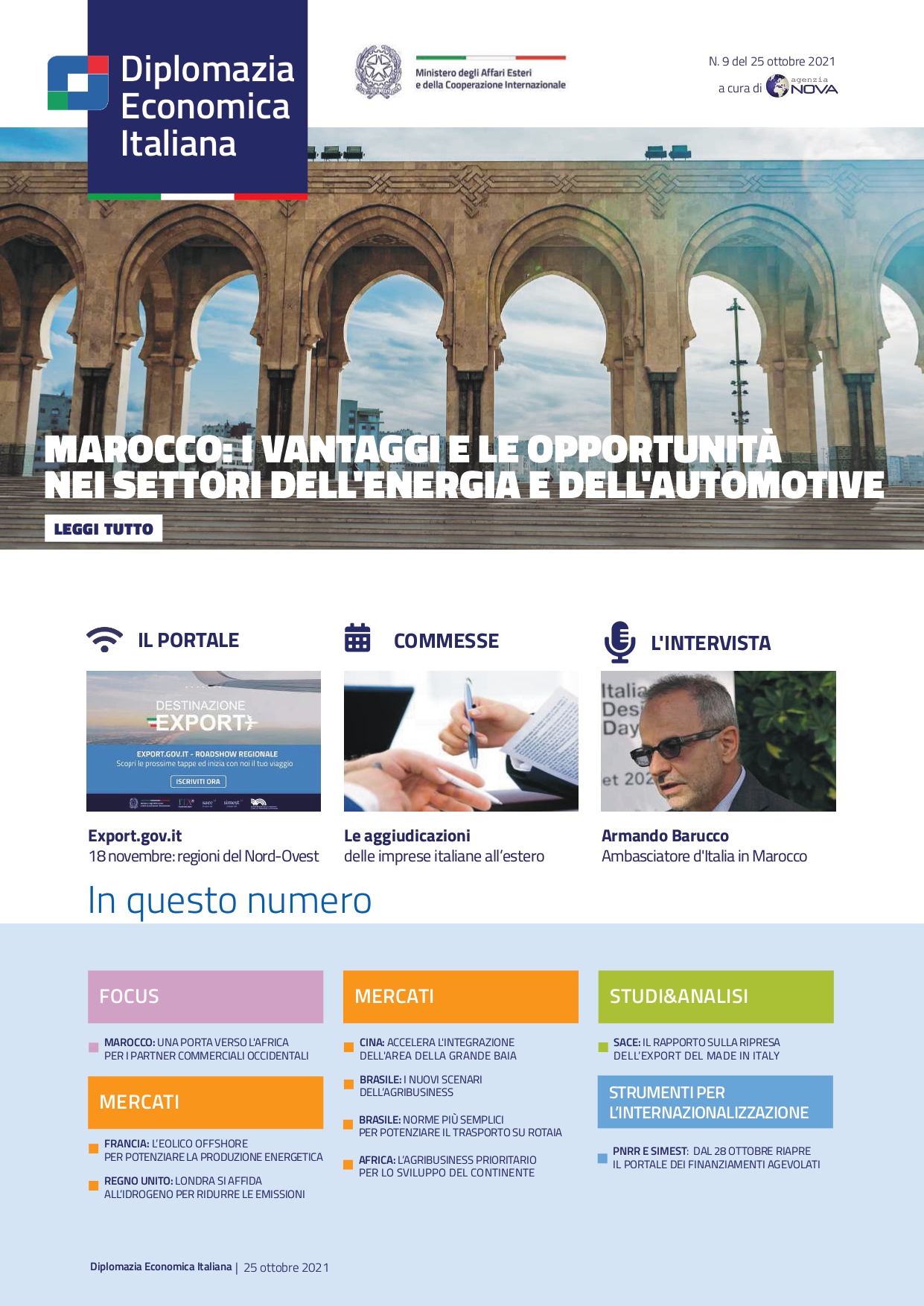 Agenzia Nova – DG Promozione Sistema Paese numero 9 – 2021