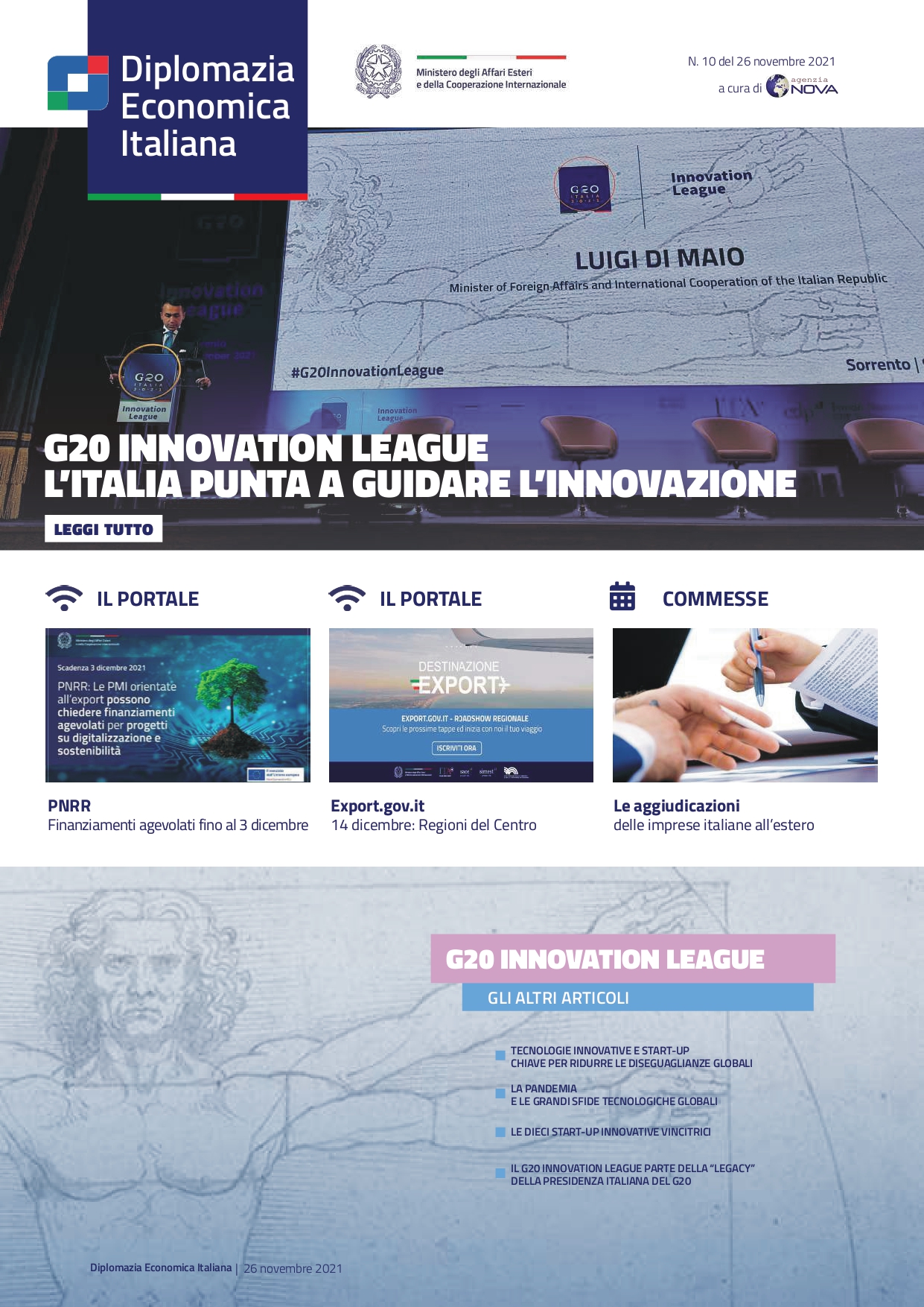 Agenzia Nova – DG Promozione Sistema Paese numero 10 – G20 Innovation League. L’Italia punta a guidare l’innovazione