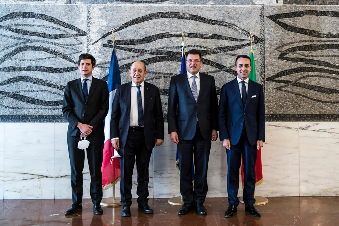 Incontro del Ministro degli Esteri Di Maio con il Ministro degli Esteri francese Le Drian, il Ministro dell’agricoltura francese Denormandie e il Commissario Ue per le Emergenze Lenarcic