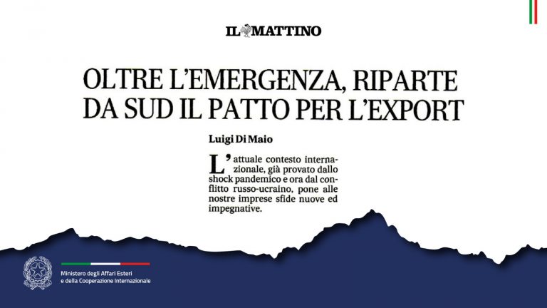 Luigi Di Maio: “Oltre l'emergenza, riparte da Sud il Patto per l'Export” (Il Mattino)