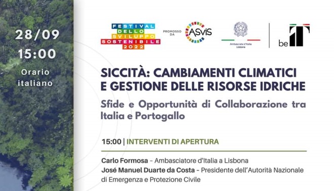 Lisbona, webinar su cambiamenti climatici e risorse idriche