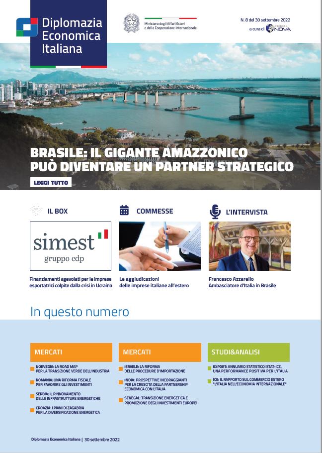 Agenzia Nova – DG Promozione Sistema Paese numero 08-2022 – Brasile: il gigante amazzonico può diventare un partner strategico