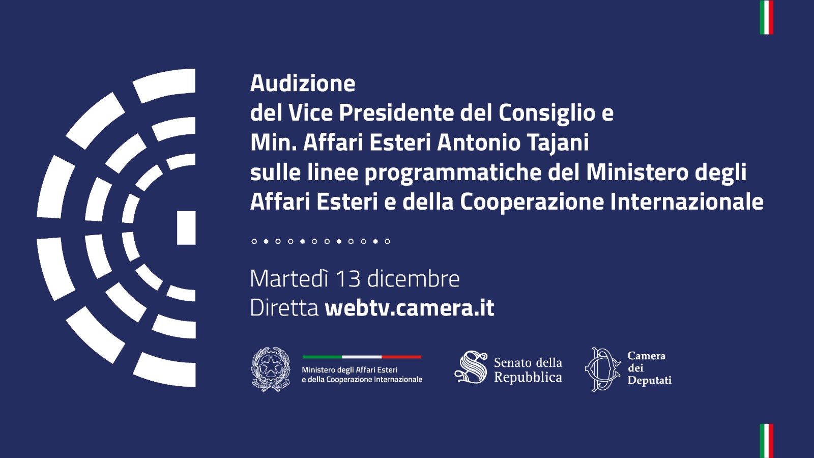 Audizione del Ministro Antonio Tajani sulle linee programmatiche