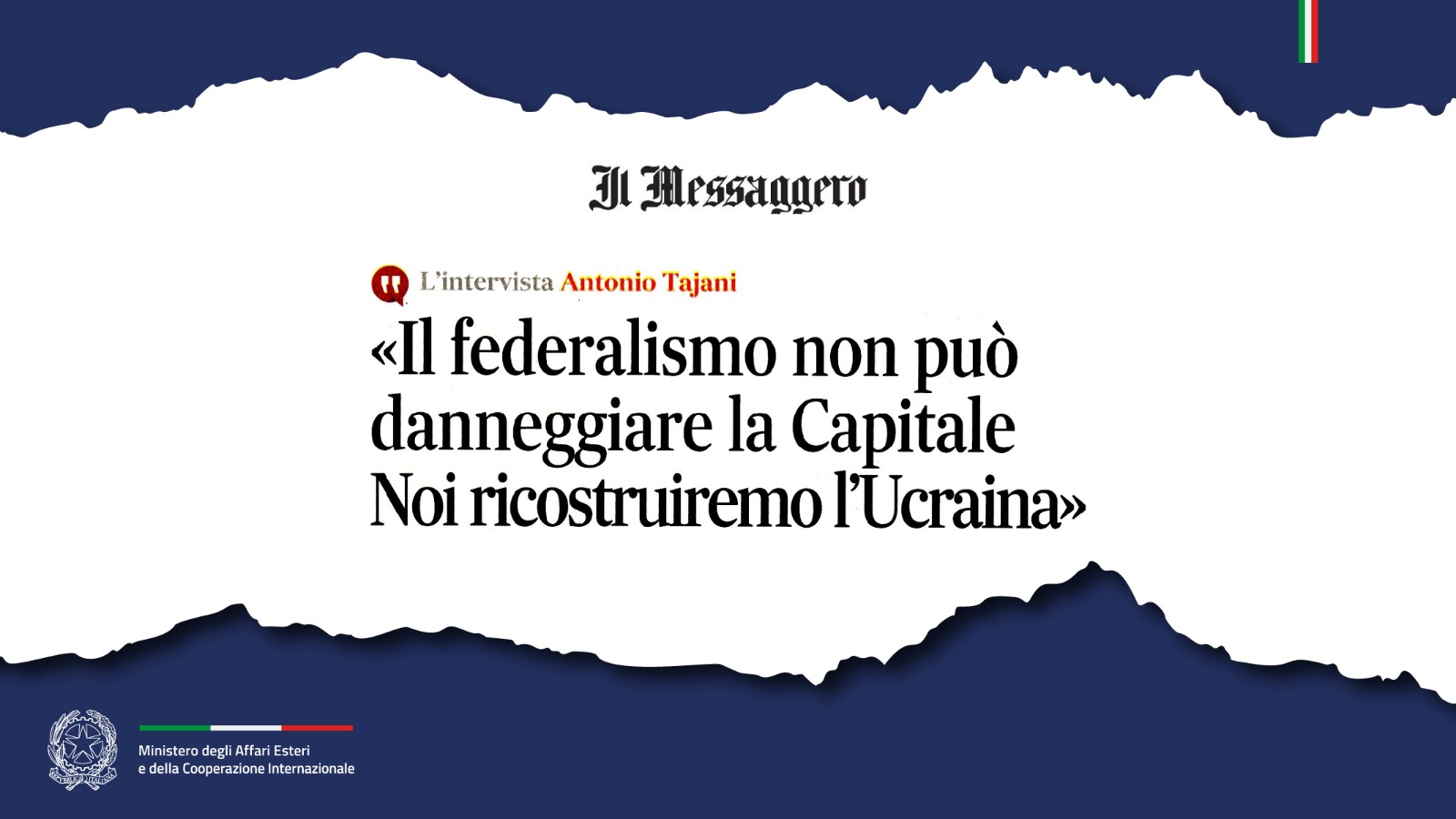 «Il federalismo non può danneggiare la Capitale Noi ricostruiremo l’Ucraina»