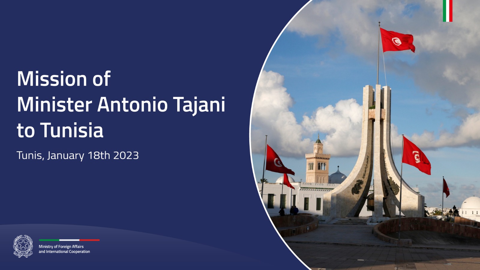 Mission of Minister Antonio Tajani to Tunisia