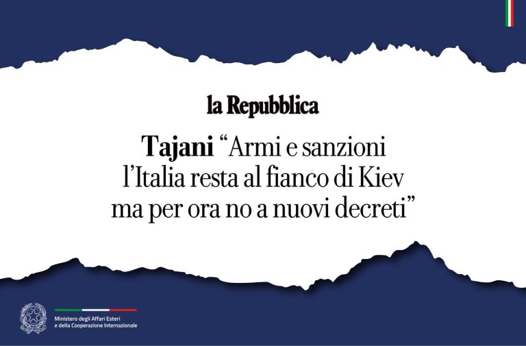 Tajani: «Armi e sanzioni, l’Italia resta al fianco di Kiev, ma per ora no a nuovi decreti» (La Repubblica)