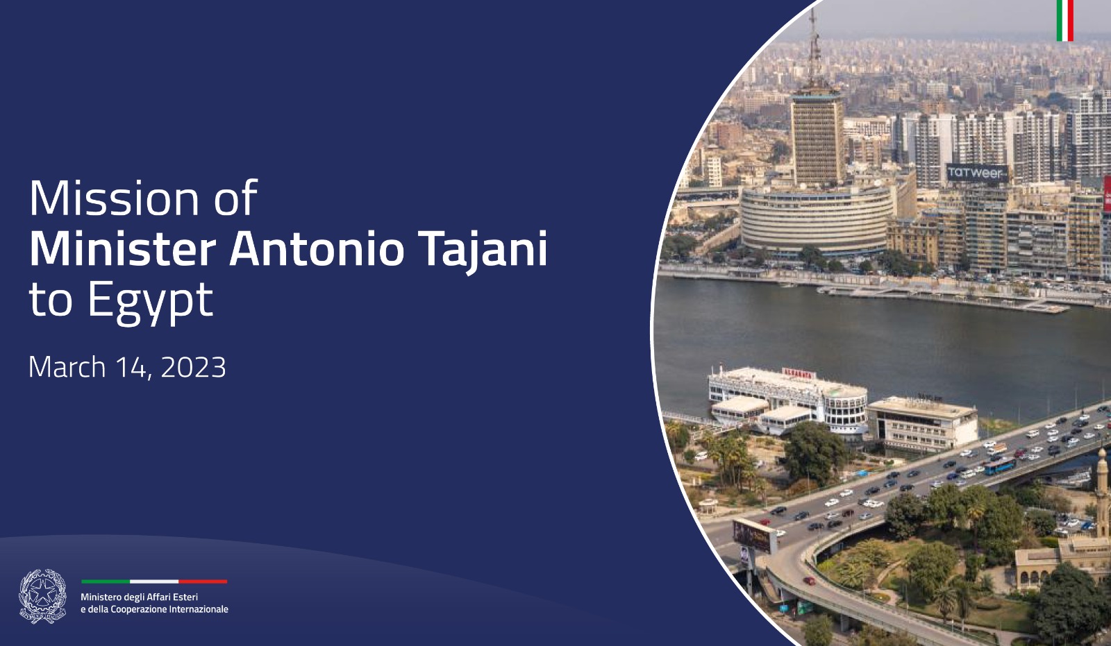 Mission of Minister Antonio Tajani to Egypt