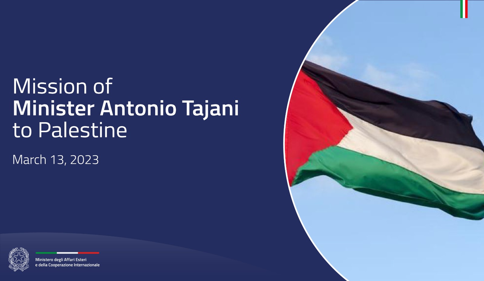 Mission of Minister Antonio Tajani to Palestine