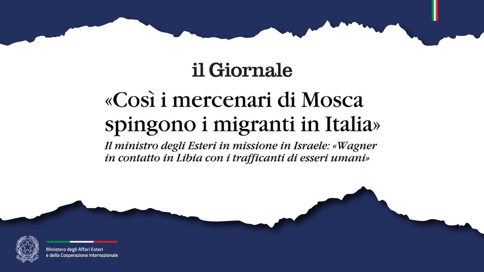 Tajani: «Così i mercenari di Mosca spingono i migranti in Italia» (il Giornale)