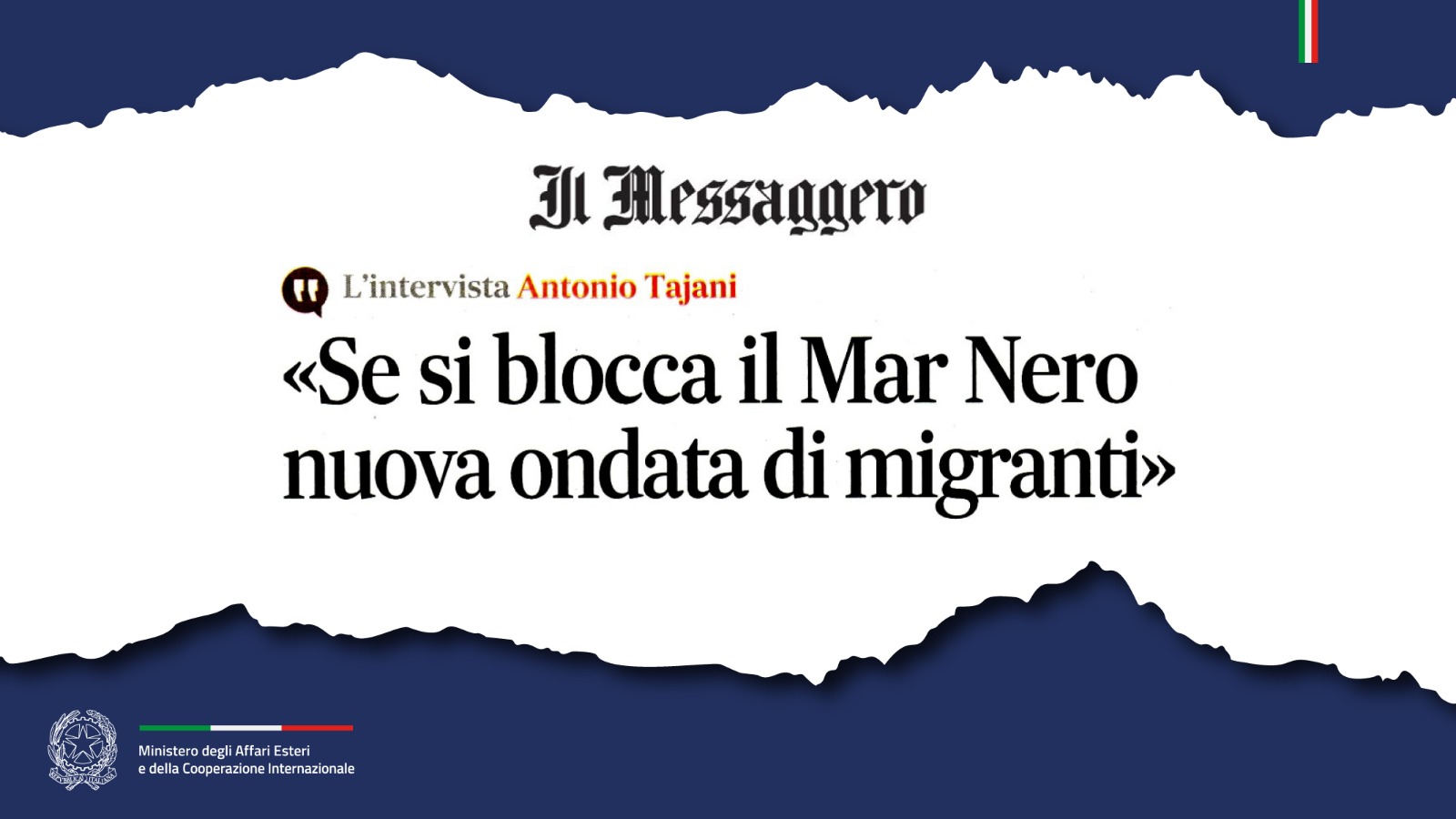 «Se si blocca il Mar Nero, nuova ondata di migranti»