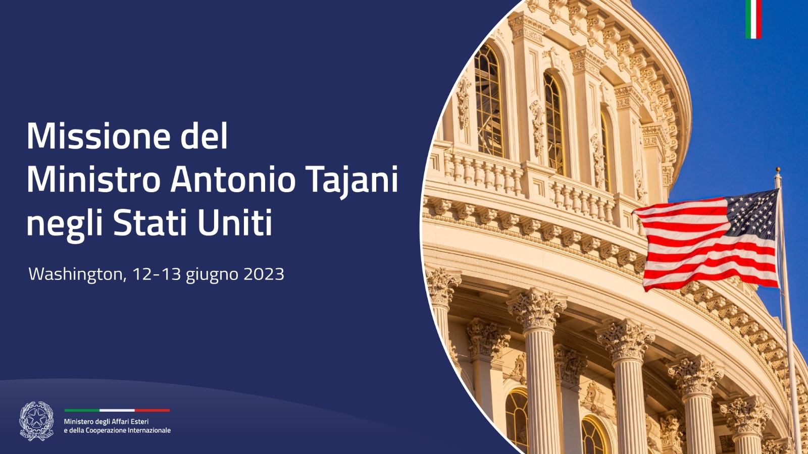 Missione del ministro Tajani negli Stati Uniti