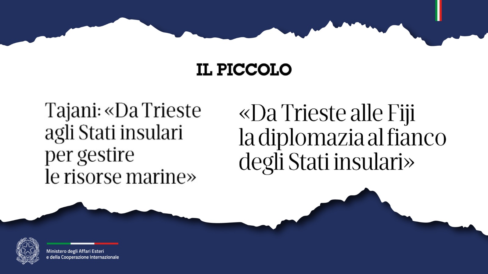 Tajani, Da Trieste agli Stati insulari per gestire le risorse marine (Il Piccolo)