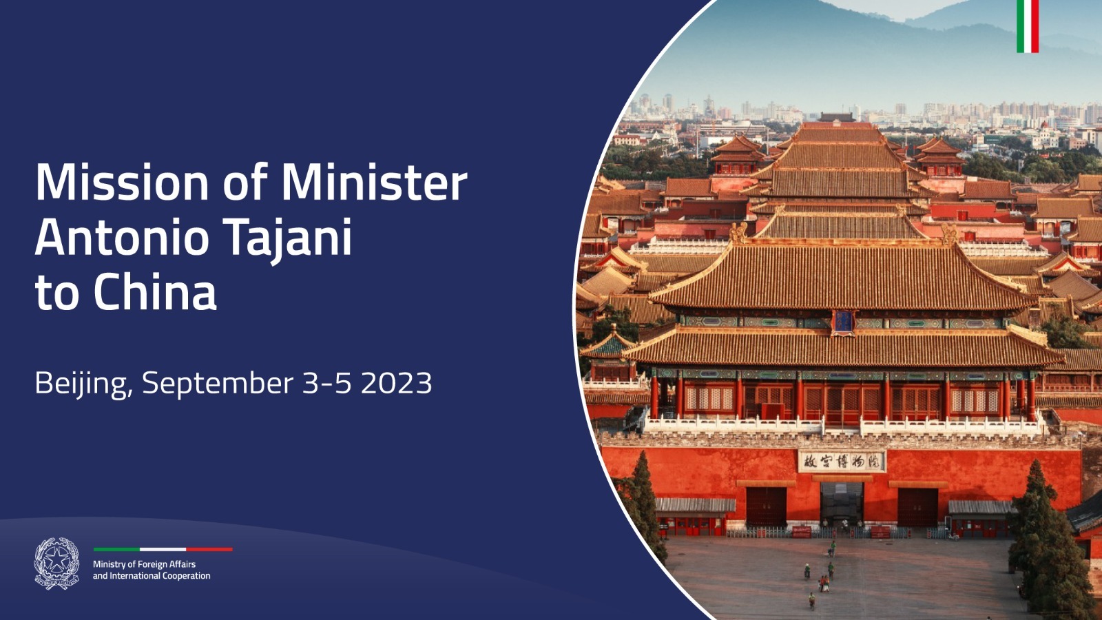 Mission of Minister Antonio Tajani to China
