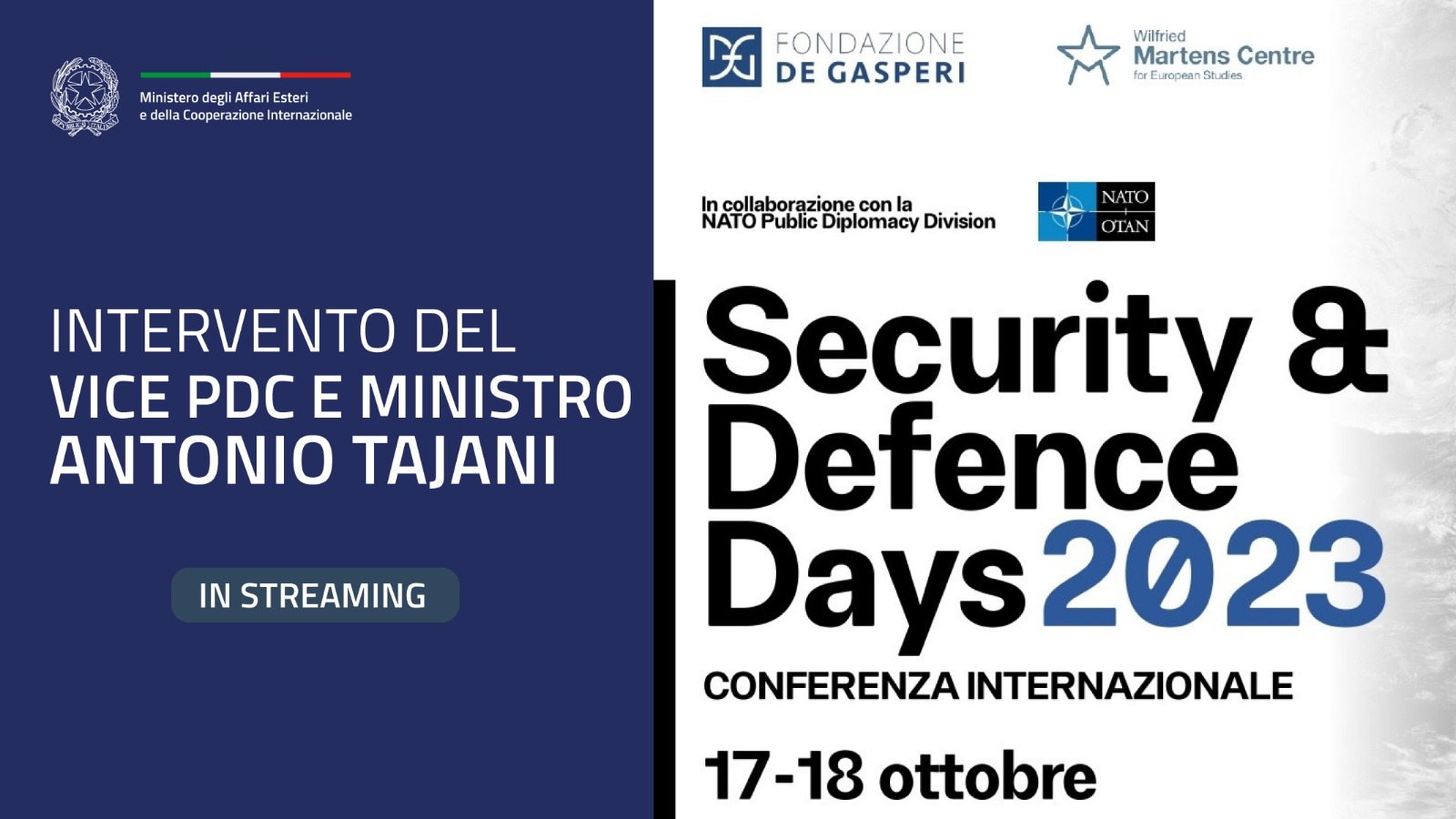 Intervento del Ministro Antonio Tajani ai “Security and Defence days”