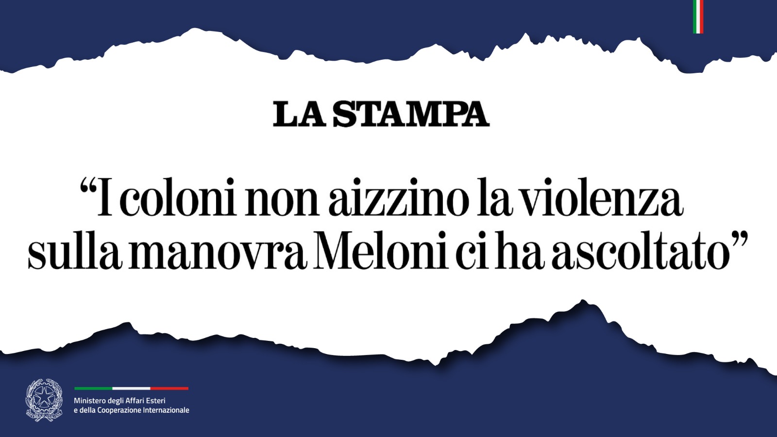 Intervista Ministro Antonio Tajani (La Stampa)