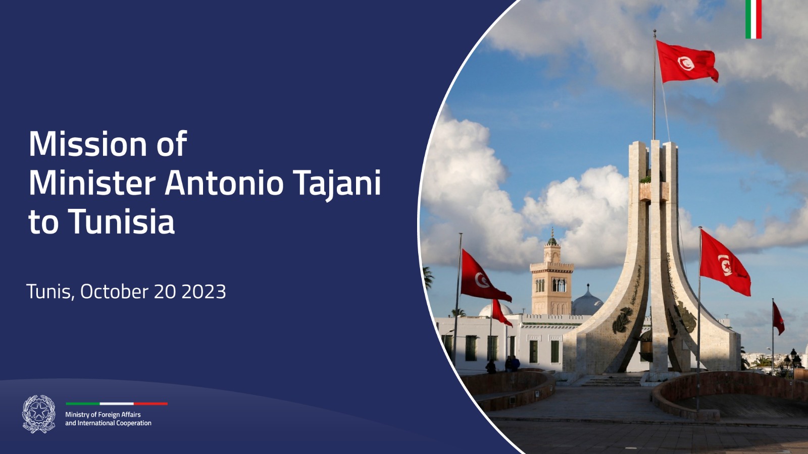 Mission of Minister Antonio Tajani to Tunisia