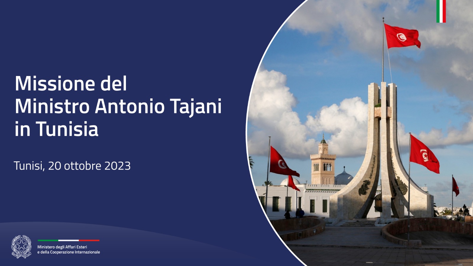 Missione del Ministro Antonio Tajani in Tunisia