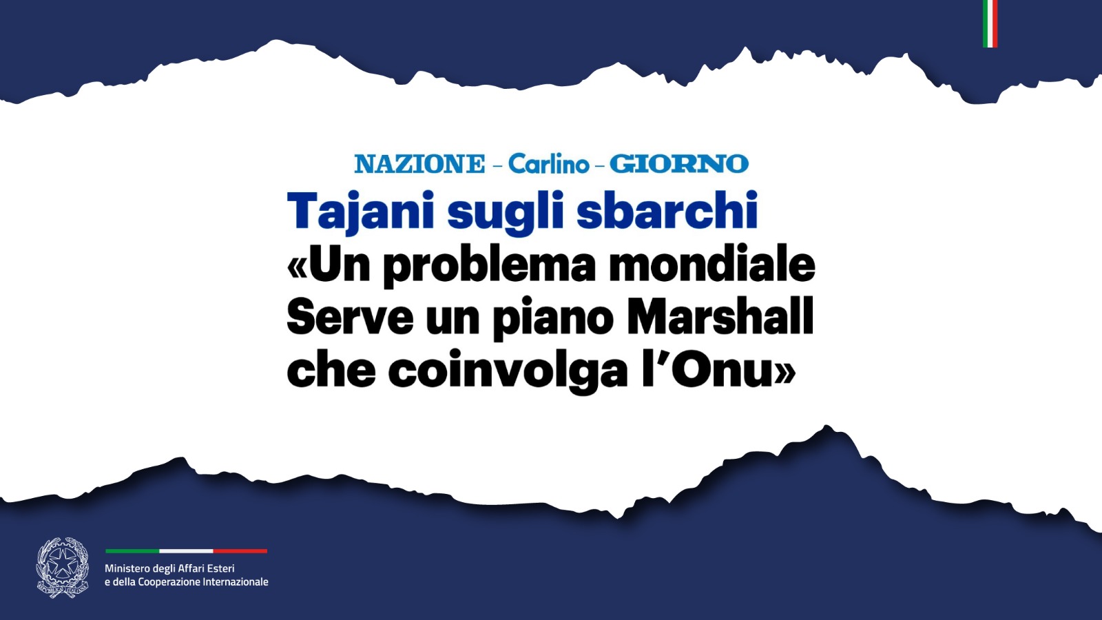 Tajani sugli sbarchi: «Un problema mondiale. Serve un piano Marshall che coinvolga l’Onu»