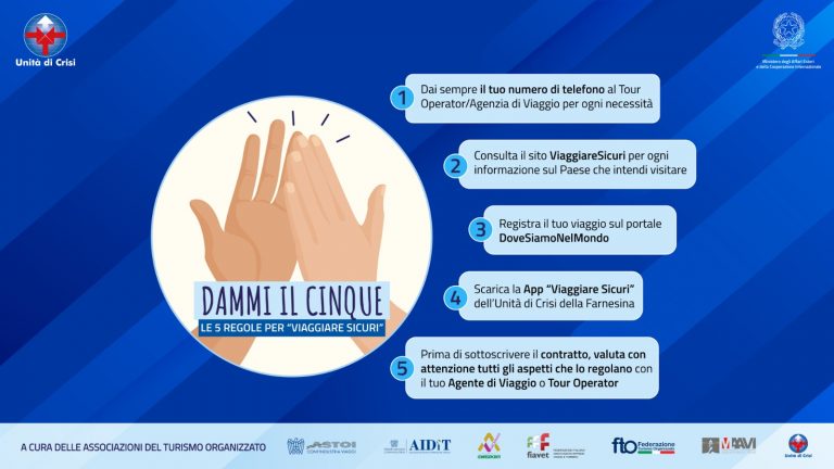 Dammi il 5! Le 5 regole per Viaggiare Sicuri