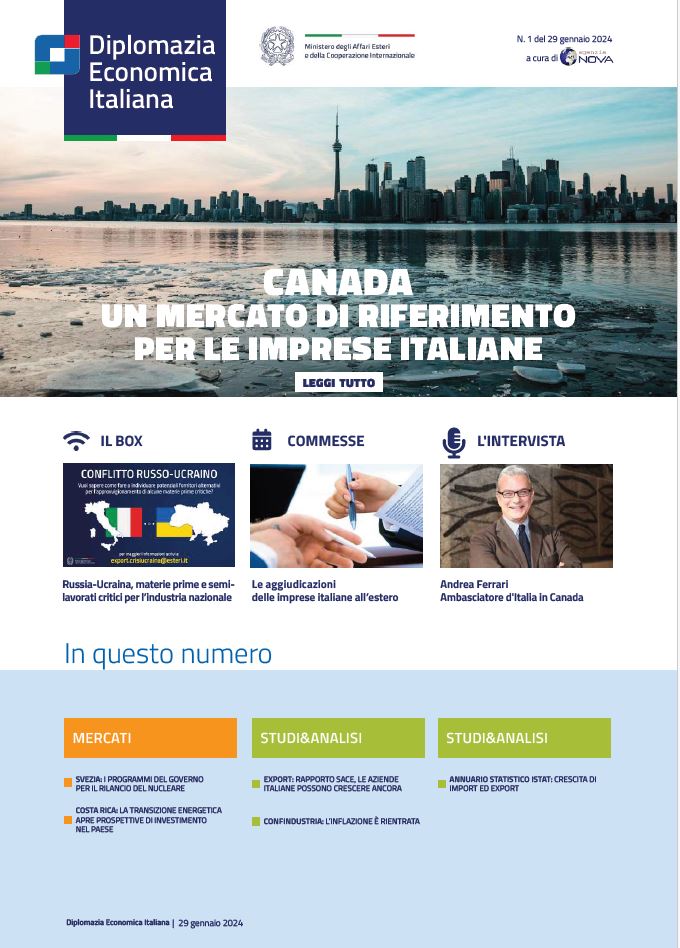 Agenzia Nova – DG Promozione Sistema Paese numero 01-2024 – Canada – Un mercato di riferimento per le imprese italiane