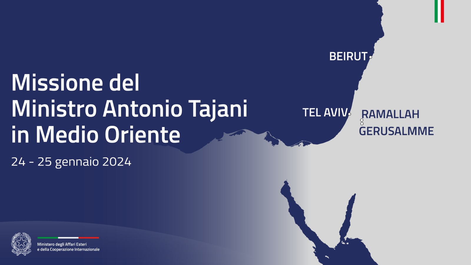 Missione del Ministro Antonio Tajani in Medio Oriente