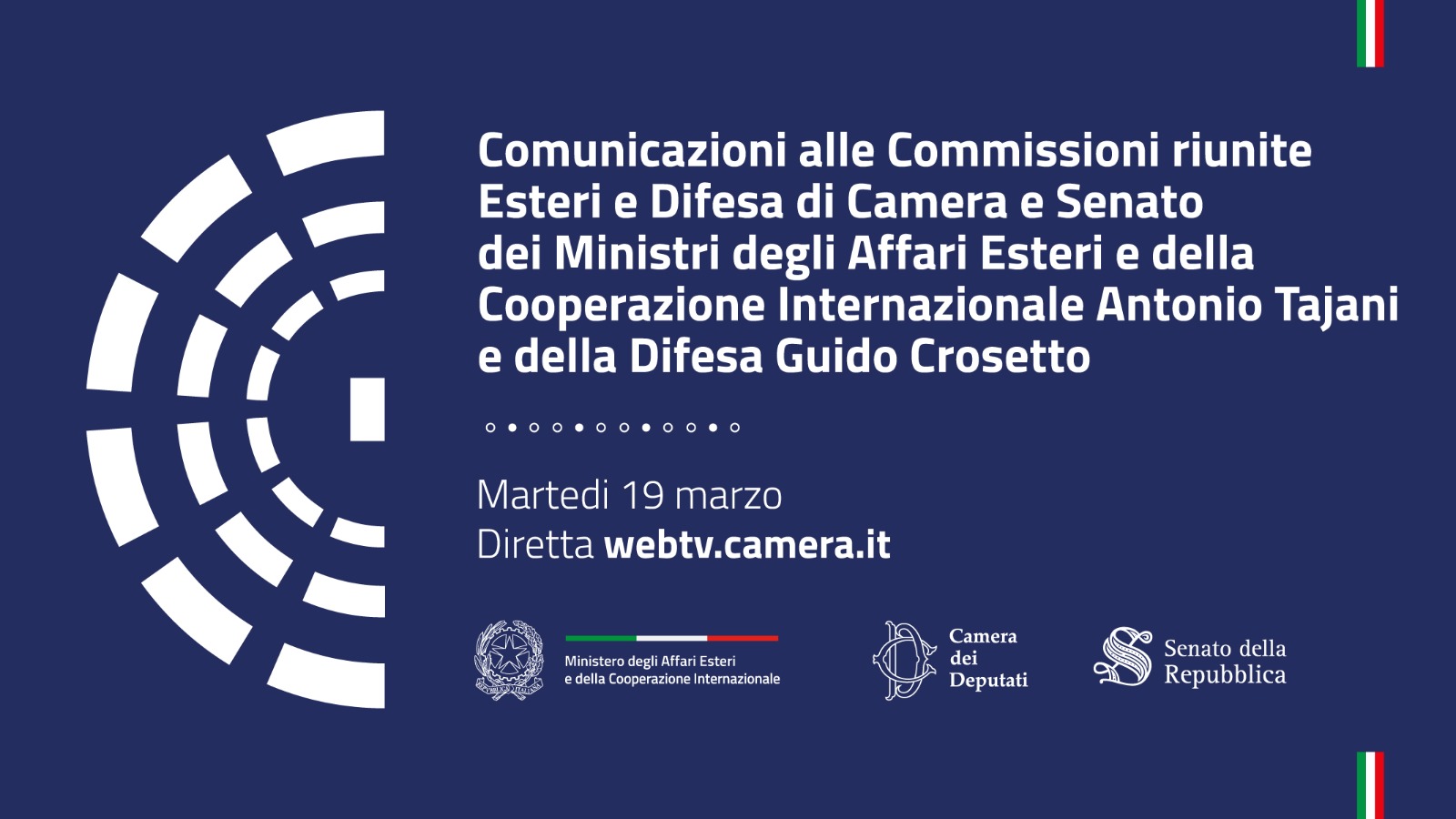 Comunicazioni alle Commissioni riunite Esteri e Difesa di Camera e Senato dei Ministri Tajani e Crosetto