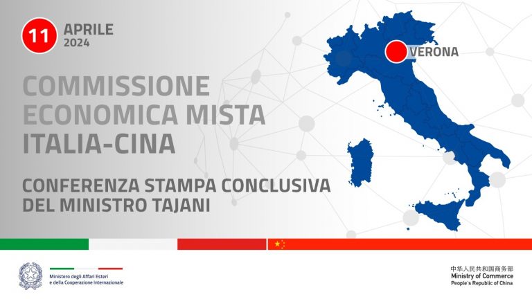 Conferenza stampa del Ministro Antonio Tajani a conclusione dei lavori della Commissione Economica Mista Italia-Cina