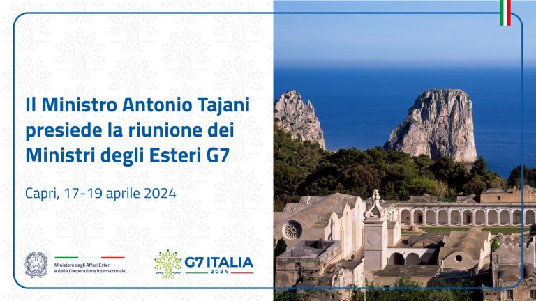 Il Ministro Antonio Tajani presiede la riunione dei Ministri degli Esteri G7