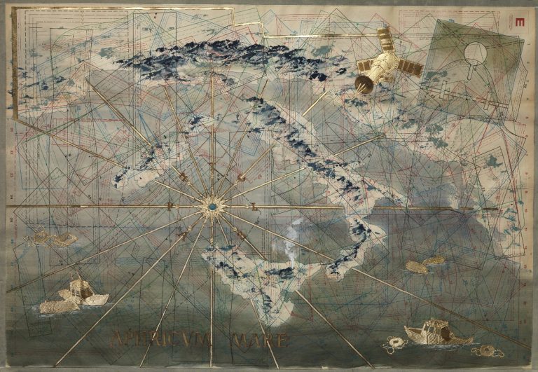 Aphricum mare, 2017 tecnica mista su cartamodello intelato, cm. 100 x 16