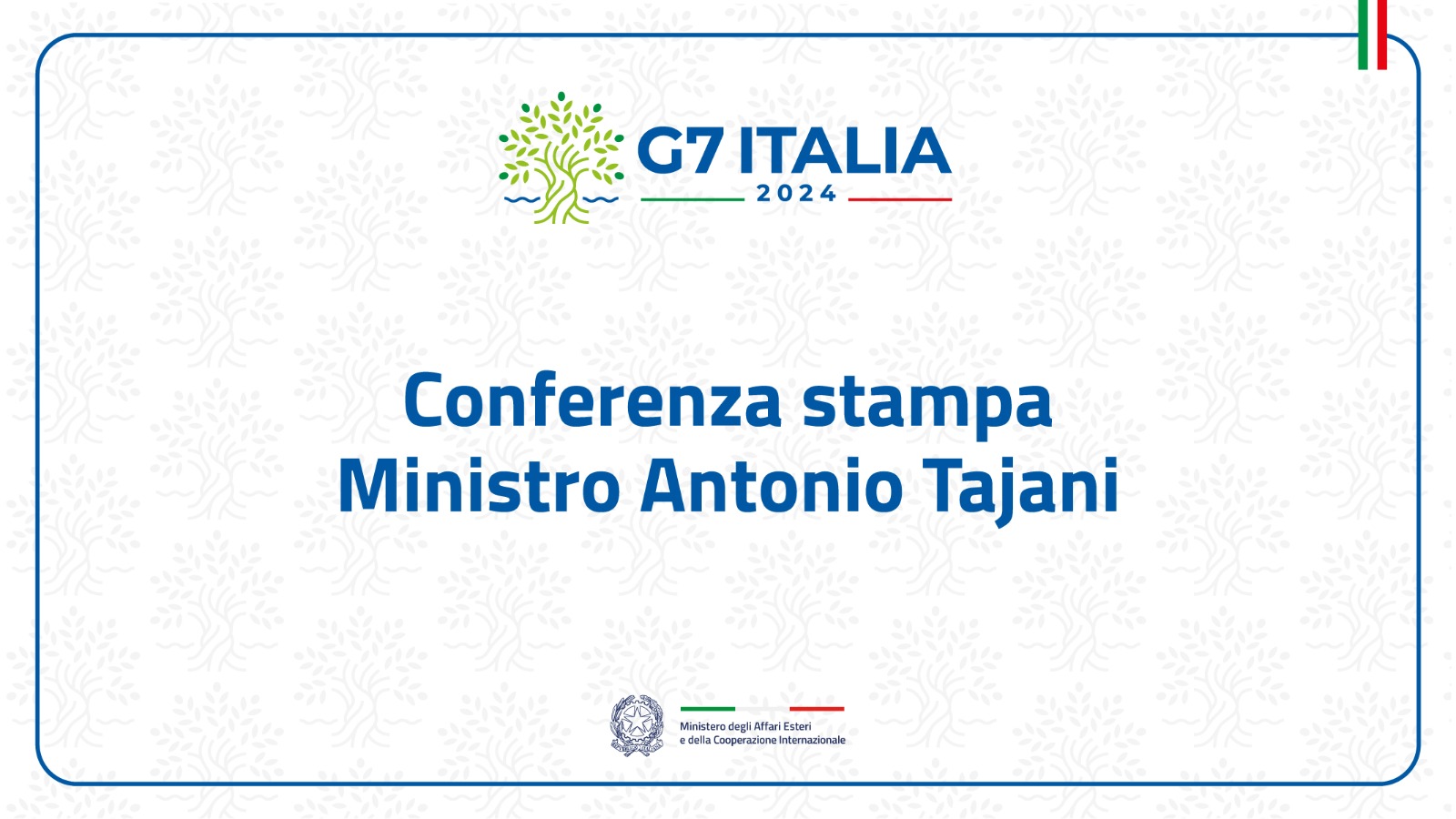Conferenza stampa del Ministro Antonio Tajani a conclusione della Riunione dei Ministri del Commercio G7