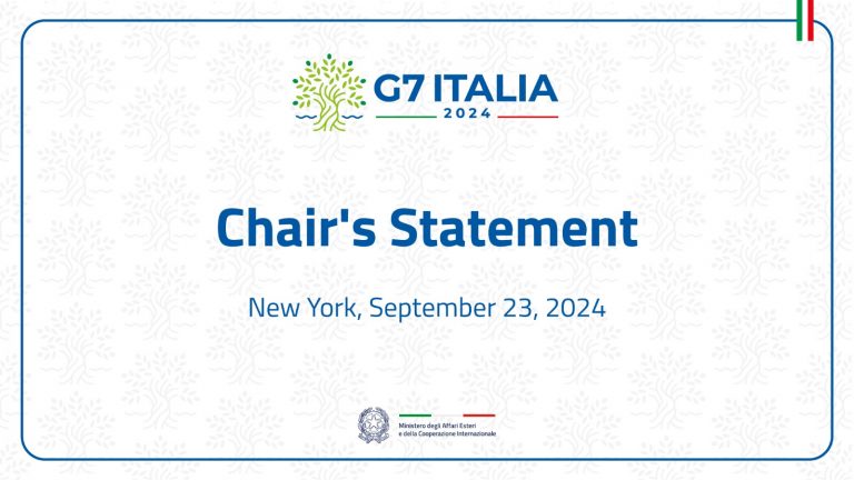 Statement by Antonio Tajani, Minister for Foreign Affairs and International Cooperation of Italy in his capacity as Chair of the G7 Foreign Ministers’ Meeting at the High-Level Week of the UN General Assembly