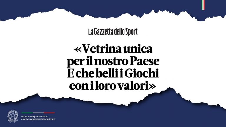 Lo sport di Tajani «Vetrina unica per il nostro Paese. E che belli i Giochi con i loro valori» (La Gazzetta dello Sport)