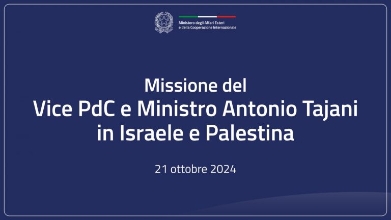 Missione Ministro Tajani in Israele e Palestina