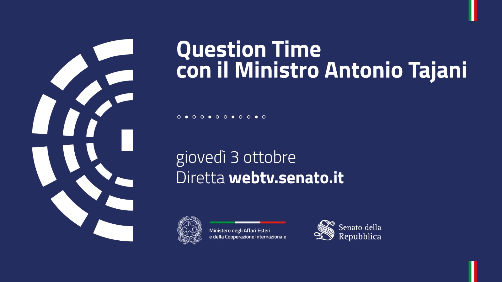 Il Ministro Antonio Tajani partecipa alla sessione di Question Time al Senato