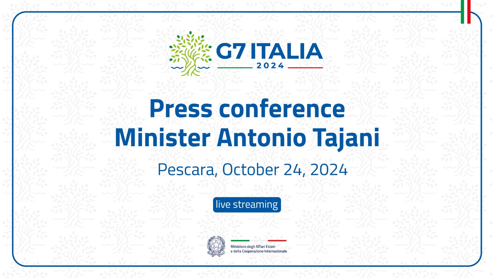 Press Conference Minister Antonio Tajani