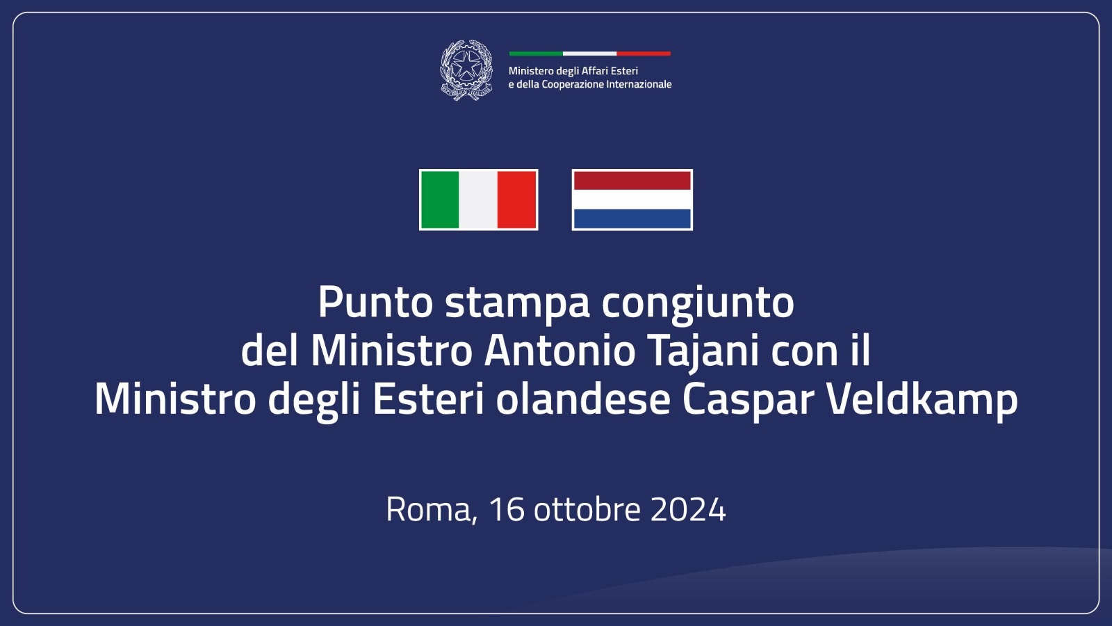 Punto stampa congiunto Italia-Olanda