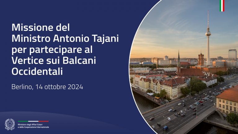 Il Ministro Tajani arrivato al Vertice di Berlino sui Balcani Occidentali