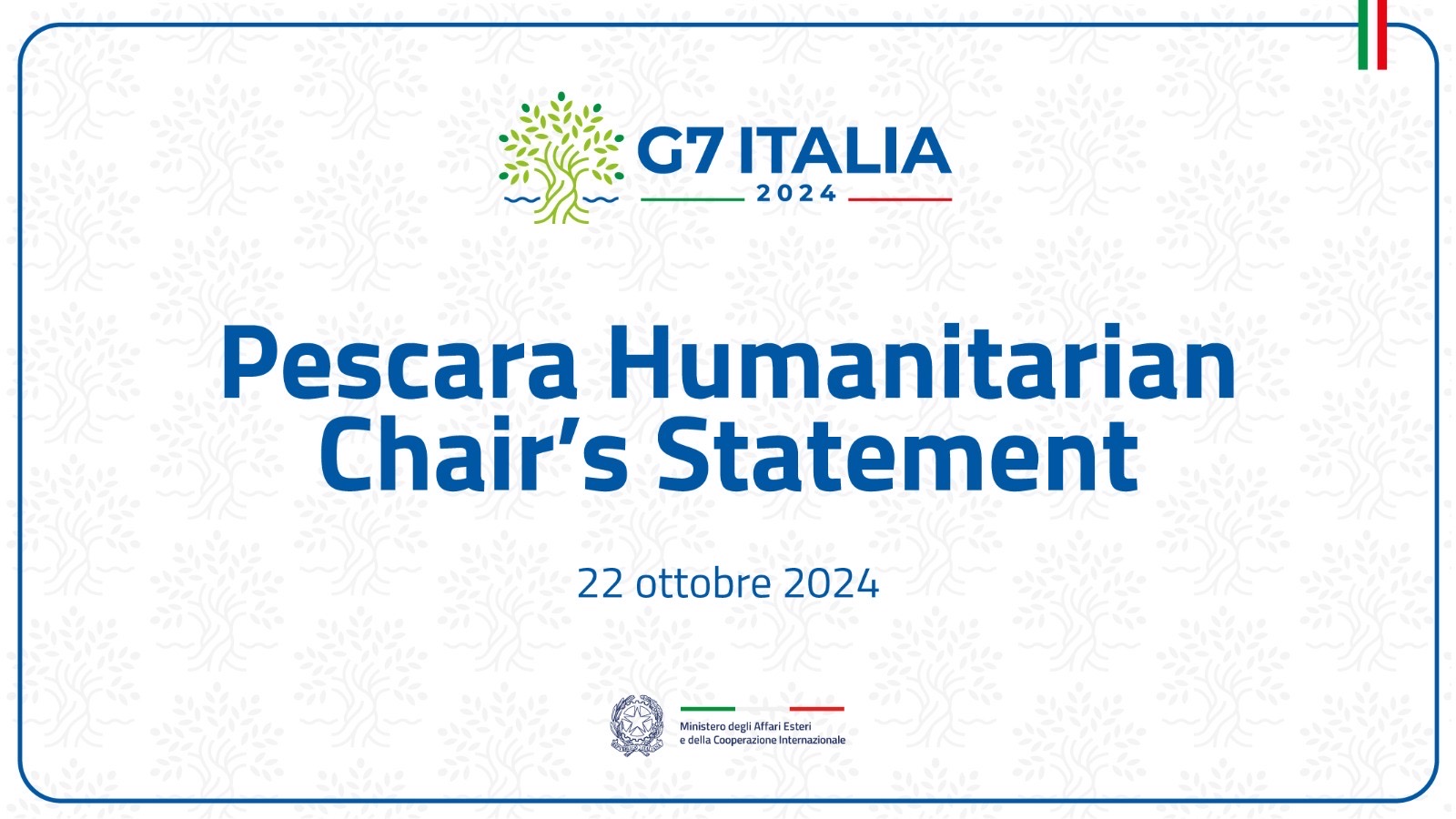 Pescara Humanitarian Chair’s Statement