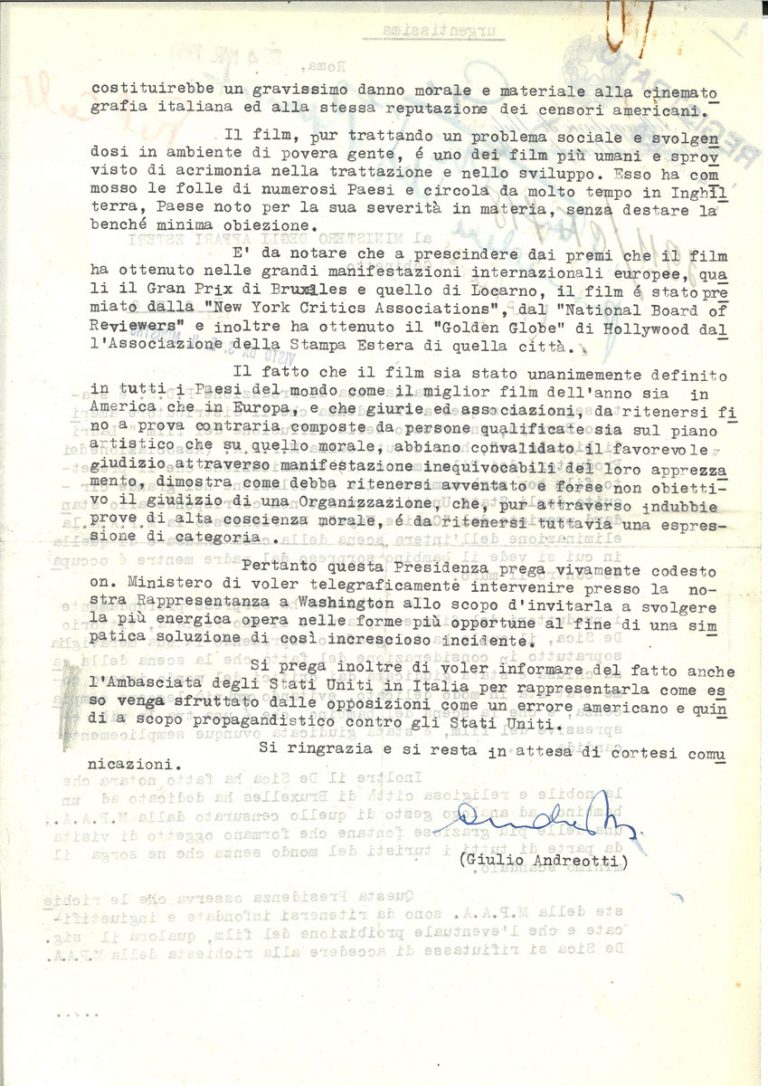 Il cinema italiano nelle carte dell’Archivio Storico Diplomatico