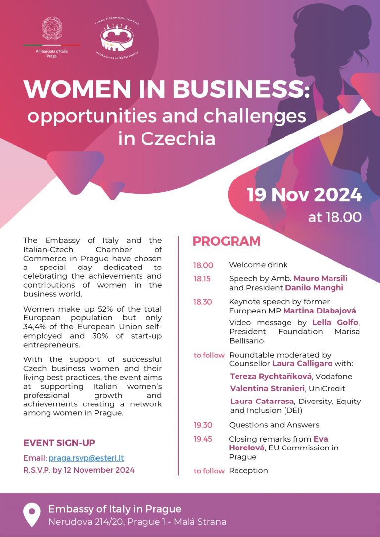 Praga, “Women in business”, evento in Ambasciata sull’imprenditorialità femminile