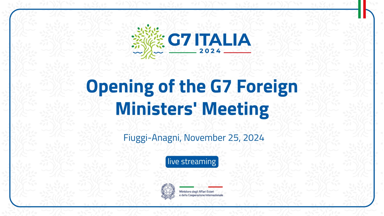 Minister Antonio Tajani opens the G7 Foreign Ministers’ Meeting
