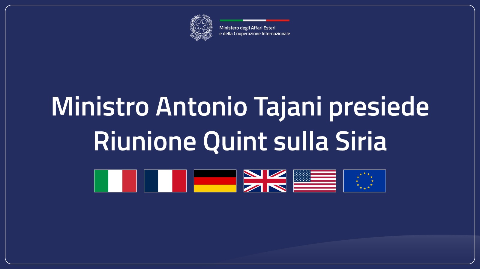 Tajani: stasera a Villa Madama la riunione sulla Siria