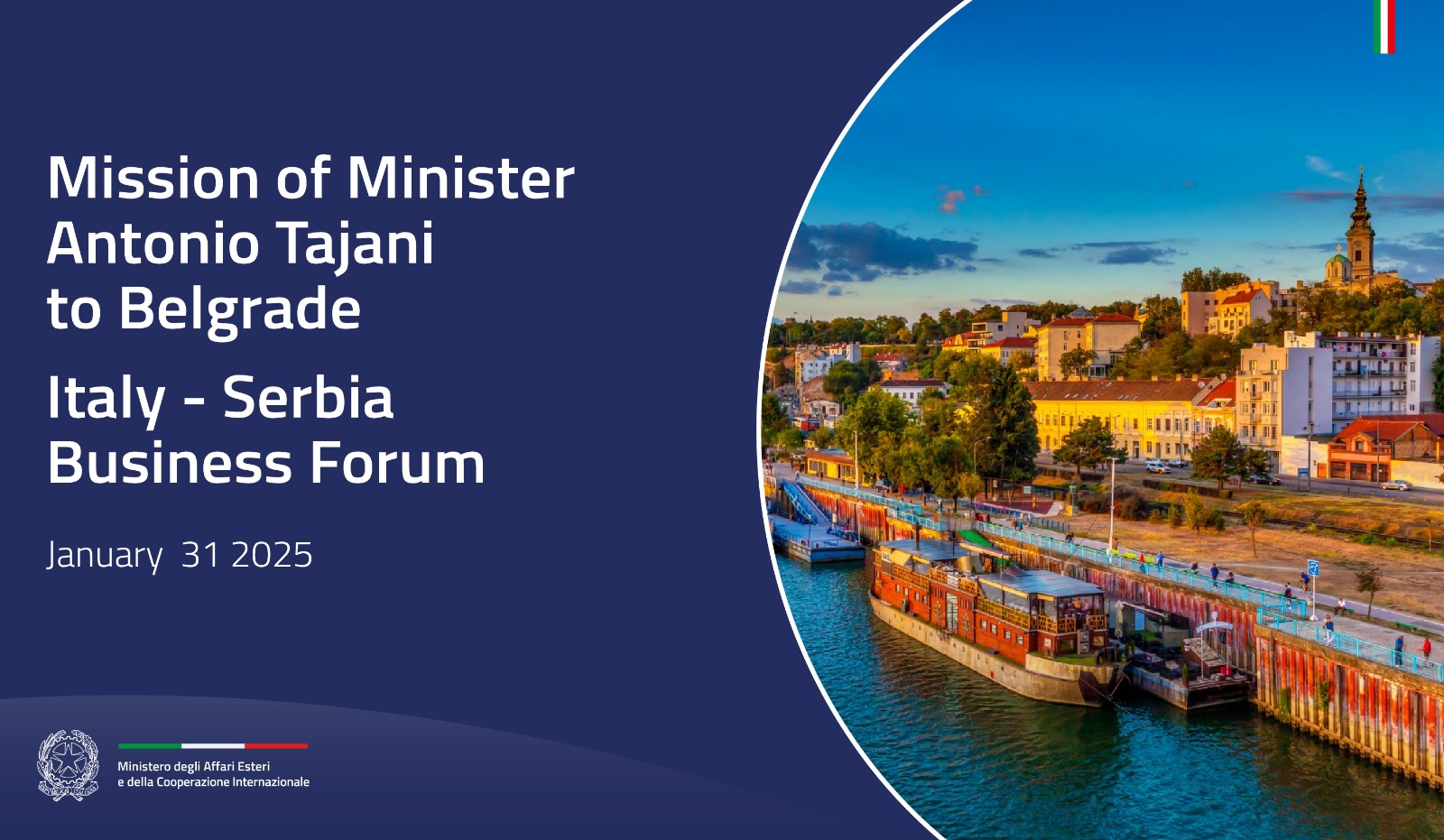 Tajani on mission to Belgrade Trade on the rise, Italy-Serbia economic cooperation a regional success story