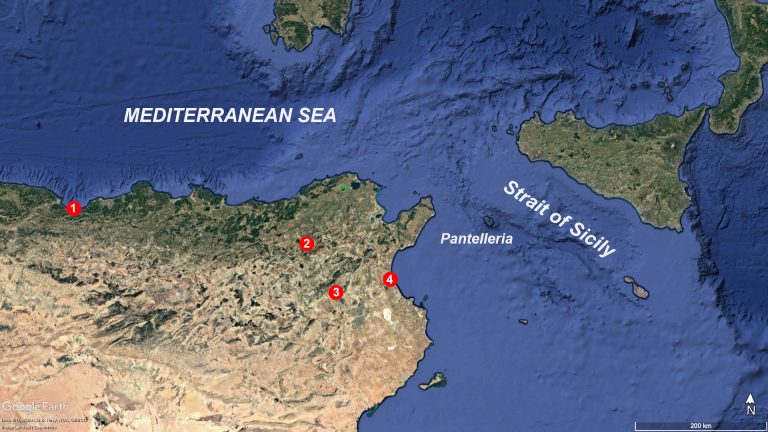 Map of the eastern Maghreb showing the sites analysed in this study