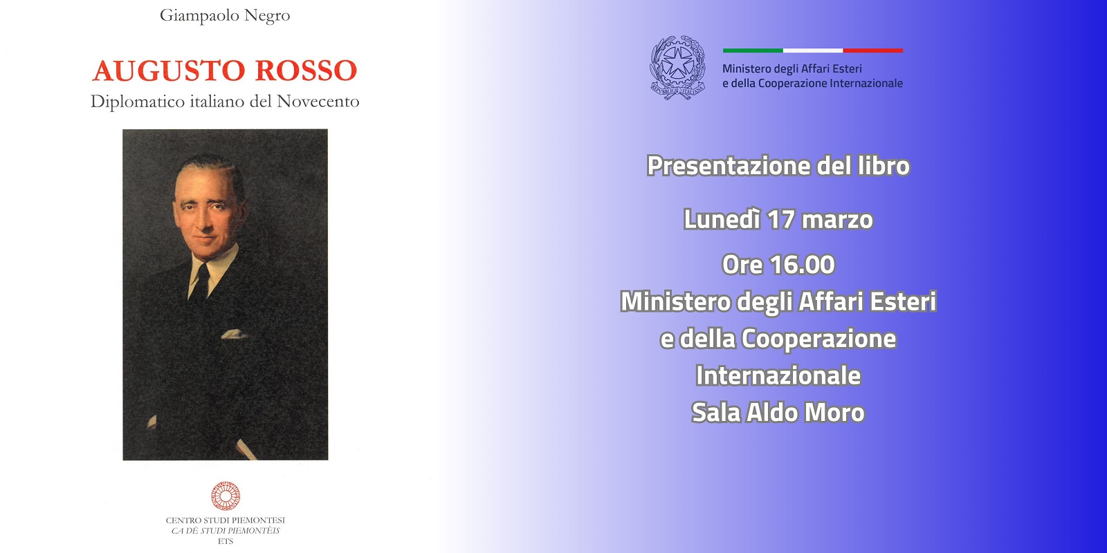 Presentazione del libro “Augusto Rosso. Diplomatico italiano del Novecento”