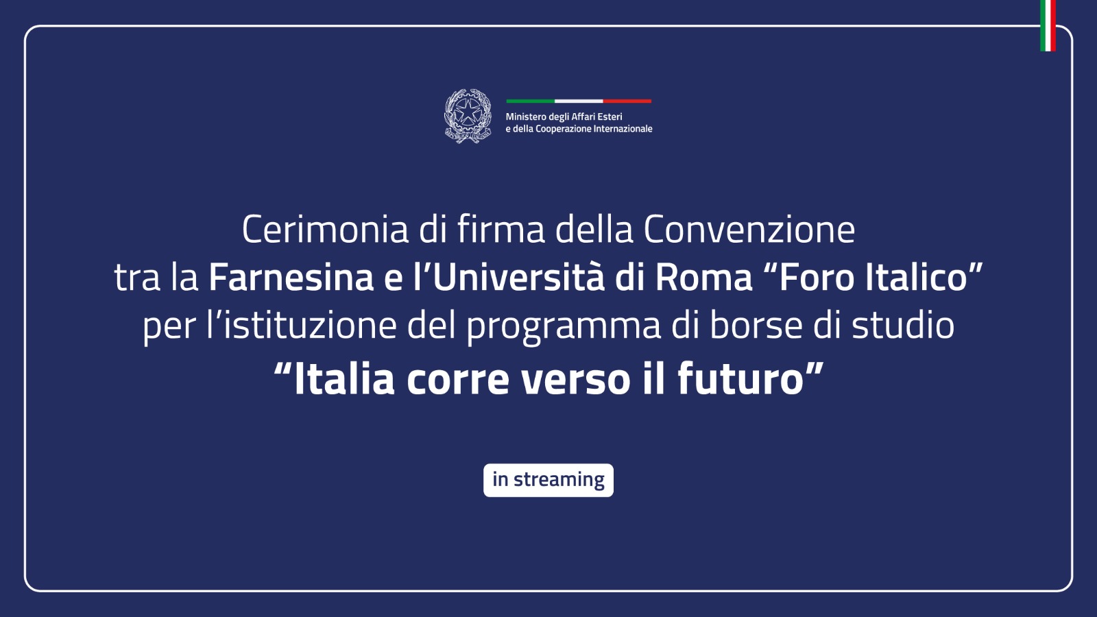 Convenzione fra MAECI e Università di Roma Foro Italico